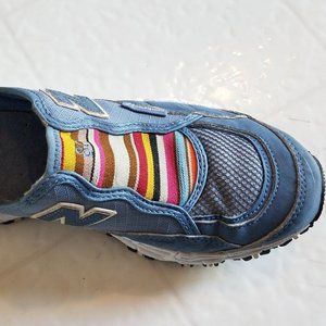 New Balance 801 blue mesh/leather slip on, size 7.5, in excellent condition